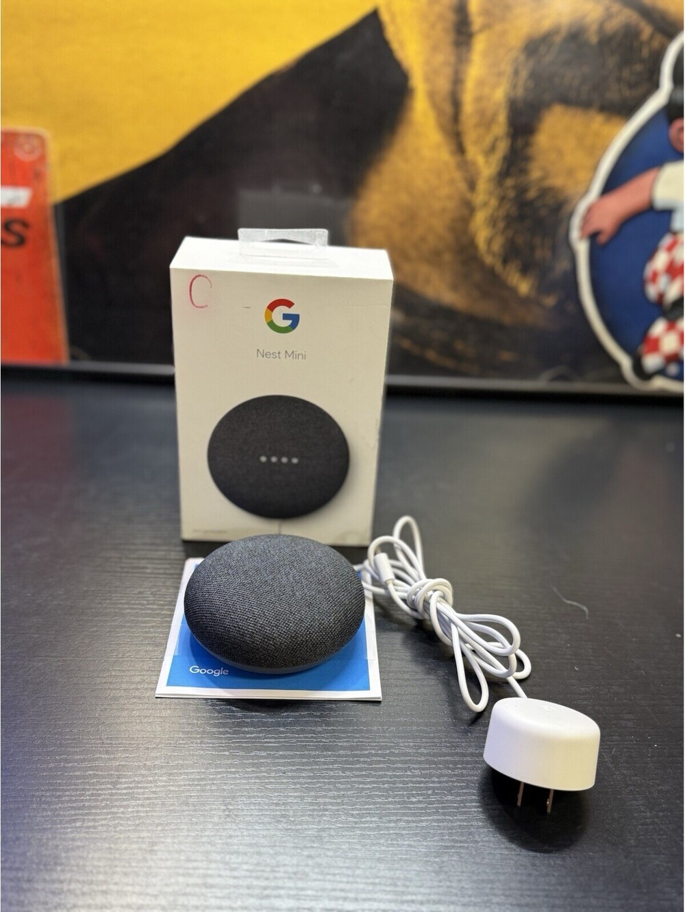Google Nest Mini 2nd Gen H2C Charcoal Smart Speaker w/ Adapter & Box